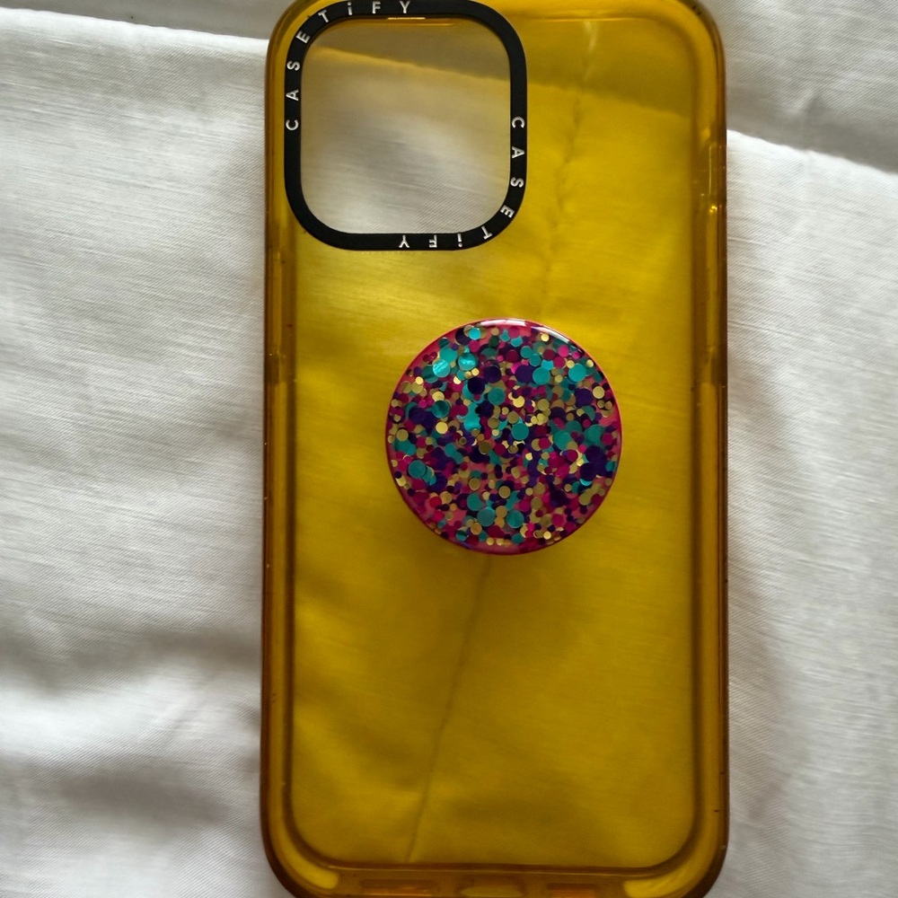 Casetify Transparent Yellow Case with Colorful Grip,for iPhone 14 Pro Max